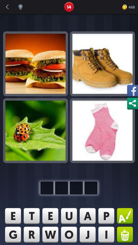 4 pics and 1 word answers